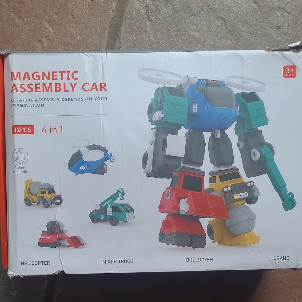 New in box! Magnetic Assembly 32 piece Car Toy Set with play mat for kids